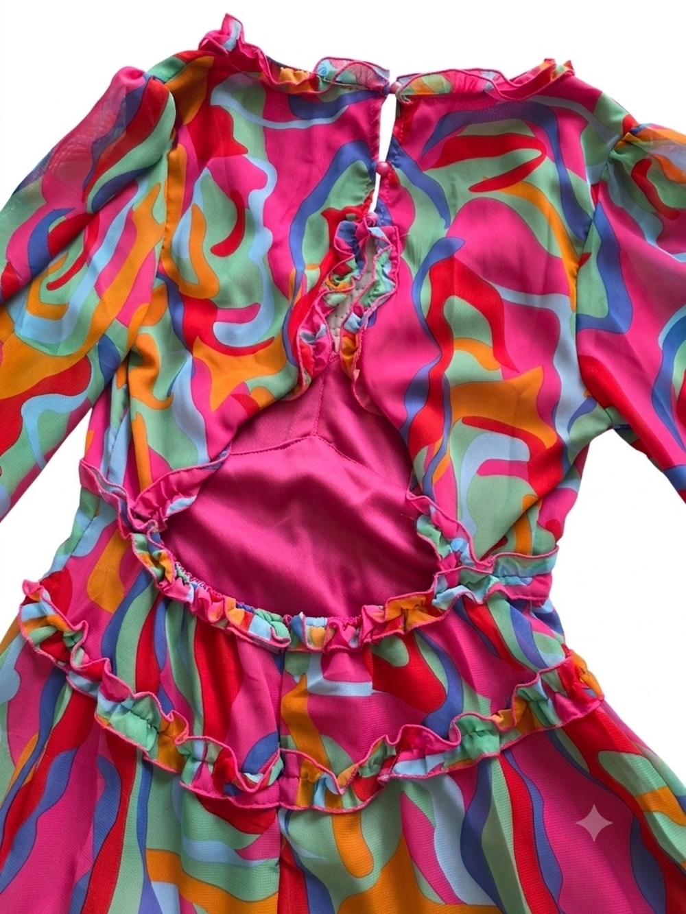 Pink Multi-Color Ruffle Tiered Mini Dress - Picture 4 of 6
